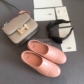 Fendi Fashion Sheepskin Flat Heel Casual Shoes For Women Pink