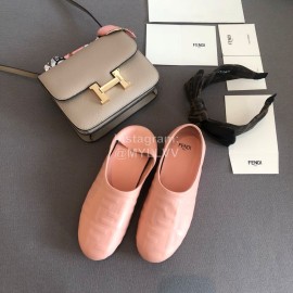 Fendi Fashion Sheepskin Flat Heel Casual Shoes For Women Pink