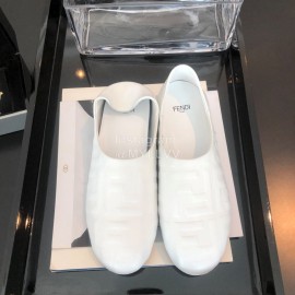 Fendi Fashion Sheepskin Flat Heel Casual Shoes For Women White