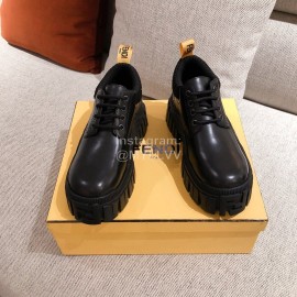 Fendi Fashion Thick Soles Black Leather Shoes For Women 