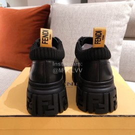 Fendi Fashion Thick Soles Black Leather Shoes For Women 