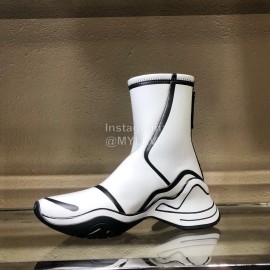 Fendi Fashion Patent Leather Line Boots For Women White