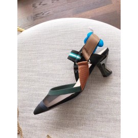 Fendi Silk Cowhide Fashion High Heel Sandals For Women Blue