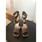 Fendi Summer Retro Print Leather High Heel Sandals For Women 