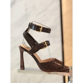 Fendi Summer Retro Print Leather High Heel Sandals For Women 