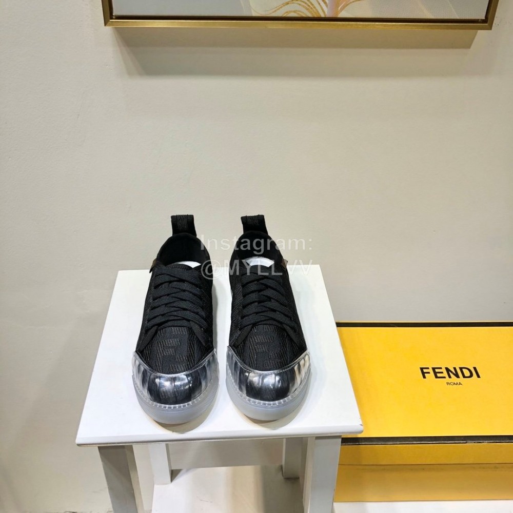 Fendi Spring Summer New Transparent Bottom Jacquard Casual Shoes For Women Black