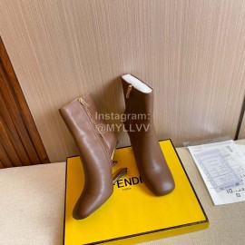 Fendi Collection First Cowhide High Heeled Boots For Women Brown