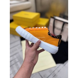 Fendi Fashion Silk Cowhide Casual Sneakers For Men And Women Orange