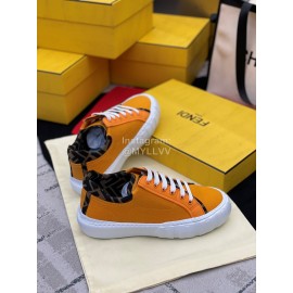 Fendi Fashion Silk Cowhide Casual Sneakers For Men And Women Orange