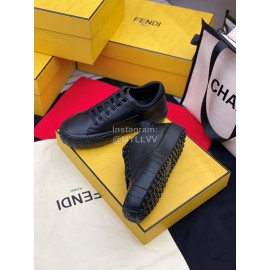 Fendi Fashion Silk Cowhide Casual Sneakers Black For Men And Women 