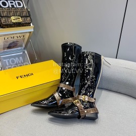 Fendi Fashion Patent Leather Long Boots For Women Black