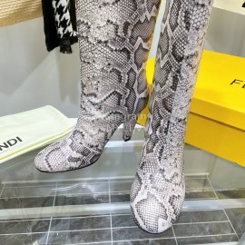 Fendi Python Leather High Heeled Long Boots For Women 