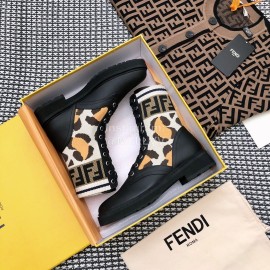 Fendi Autumn And Winter Leather Lace Up Boots For Women