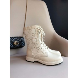 Fendi Fashion Autumn And Winter White Leather Boots For Women 