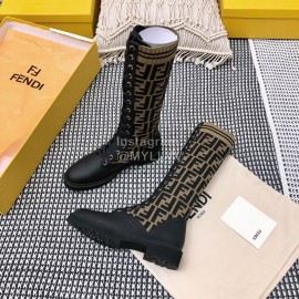 Fendi Autumn And Winter New Calfskin Lace Up Boots For Women