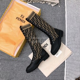 Fendi Autumn And Winter New Calfskin Lace Up Boots For Women
