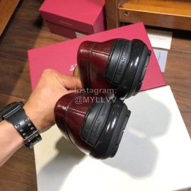 Ferragamo Calf Leather Business Shoes For Men Reddish Brown
