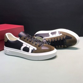 Ferragamo Fashion Calf Leather Casual Shoes For Men Brown