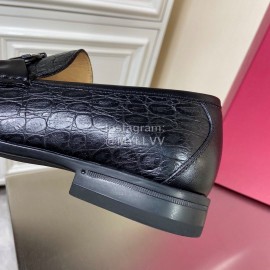 Ferragamo Black Cowhide Gancini Buckle Shoes For Men 