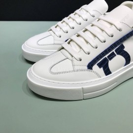Ferragamo Calf Leather Casual Sneakers For Men White