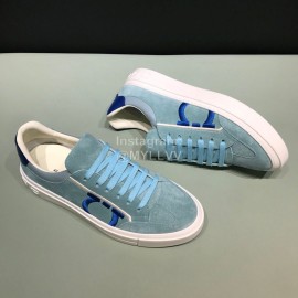Ferragamo Calf Leather Casual Sneakers For Men Blue