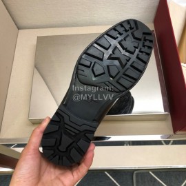 Ferragamo Black Oil Waxed Calf Leather Gancini Buckle Shoes For Men