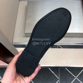 Ferragamo Calf Leather Gancini Buckle Black Shoes For Men