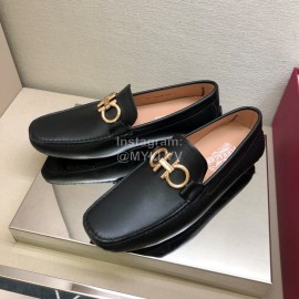 Ferragamo Black Cowhide Gancini Buckle Business Shoes For Men