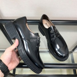 Ferragamo Black Cowhide Lace Up Business Shoes For Men