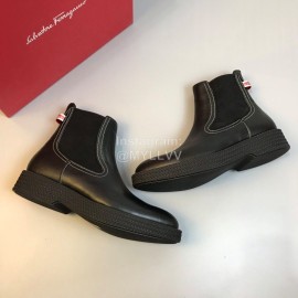 Ferragamo Black Cowhide Chelsea Boots For Men