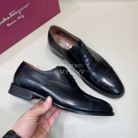 Ferragamo Black Lace Up Leather Shoes For Men 
