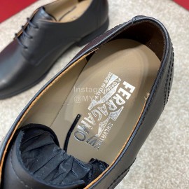 Ferragamo Black Cowhide Lace Up Business Shoes For Men 