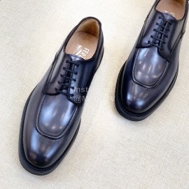 Ferragamo Calf Leather Business Shoes For Men Gray