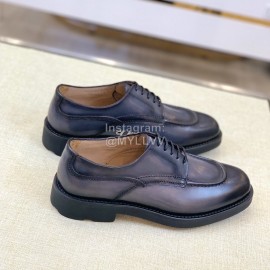 Ferragamo Calf Leather Business Shoes For Men Gray
