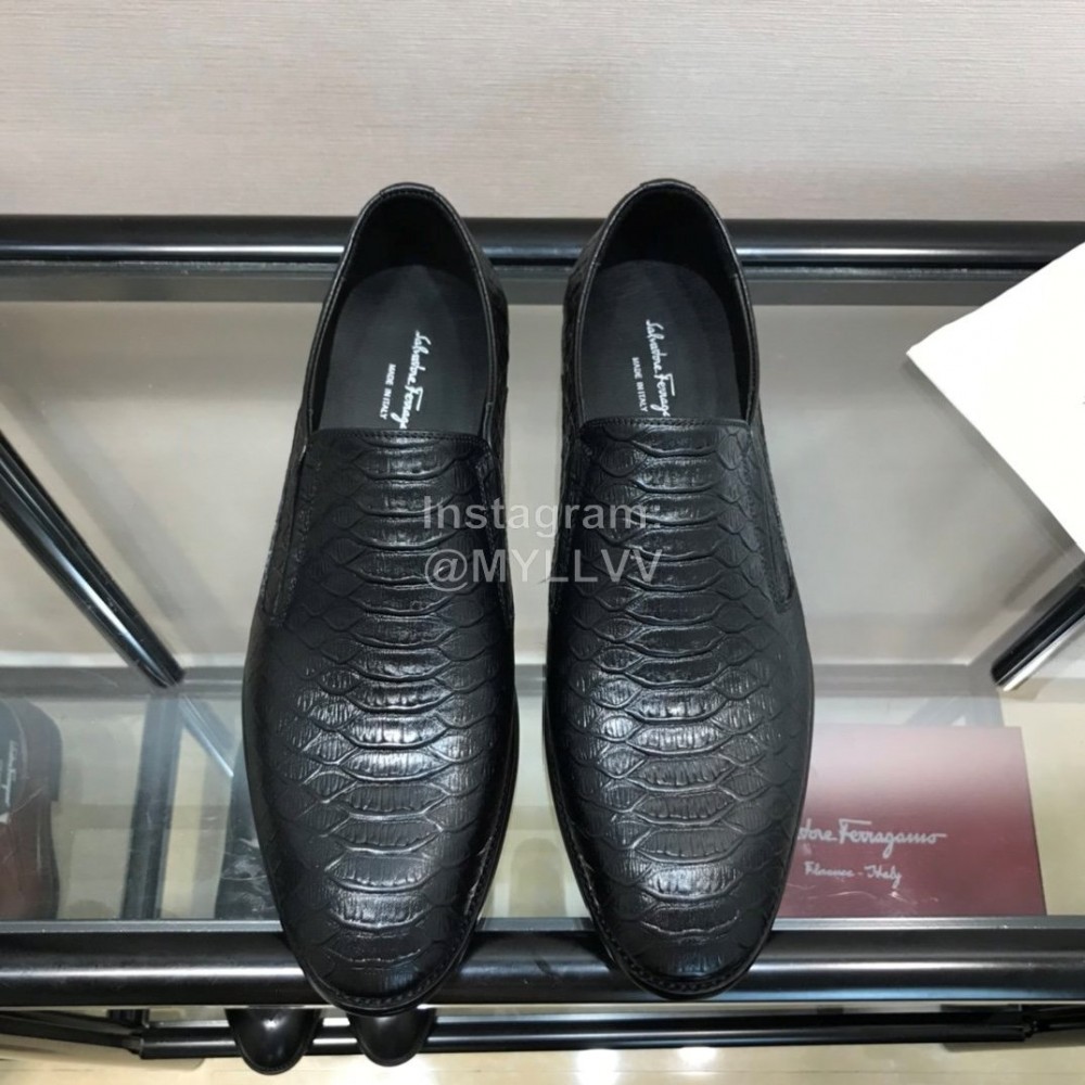 Ferragamo Fashion Calf Leather Casual Business Shoes For Men Black