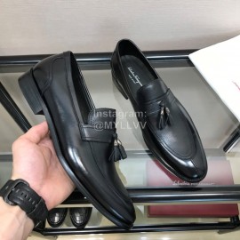 Ferragamo Fashion Calf Leather Tassels Casual Business Shoes For Men Black