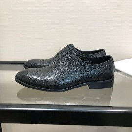 Ferragamo Black Calf Leather Casual Business Shoes For Men 