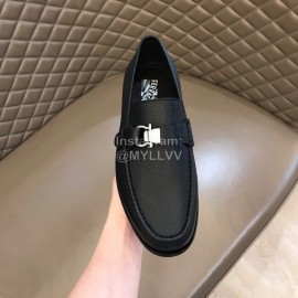 Ferragamo Calf Leather Business Shoes For Men Black