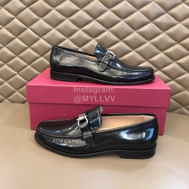 Ferragamo Calf Leather Business Shoes Black For Men 