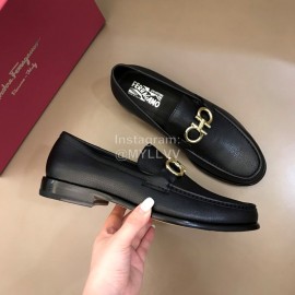 Ferragamo Calf Leather Gancini Buckle Shoes For Men 