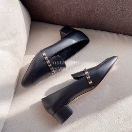 Salvatore Ferragamo Fashion Leather High Heels For Women Black
