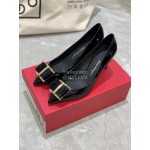 Salvatore Ferragamo New Patent Leather Bow Pointed High Heels For Women Black