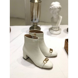 Salvatore Ferragamo Autumn Winter New Calf High Heel Short Boots For Women White