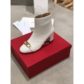 Salvatore Ferragamo Autumn Winter New Calf High Heel Short Boots For Women White