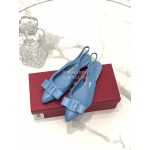 Salvatore Ferragamo Fashion Sheepskin Bow Sandals For Women Blue