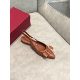 Salvatore Ferragamo Fashion Sheepskin Bow Sandals For Women Brown