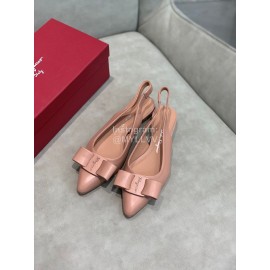 Salvatore Ferragamo Fashion Sheepskin Bow Sandals For Women Pink