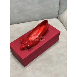 Salvatore Ferragamo Fashion Patent Leather Bow Shoes For Women Red
