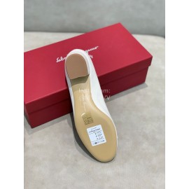 Salvatore Ferragamo New Calf Wave Edge High Heeled Shoes For Women White