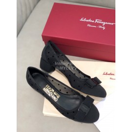 Salvatore Ferragamo Spring Summer New Wave Dot Gauze Black High Heels For Women 